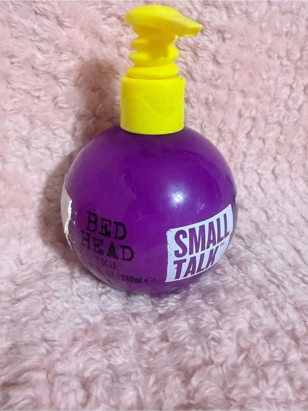 BedHead Small Talk Styling Cream - Purple Bottle with Yellow Pump